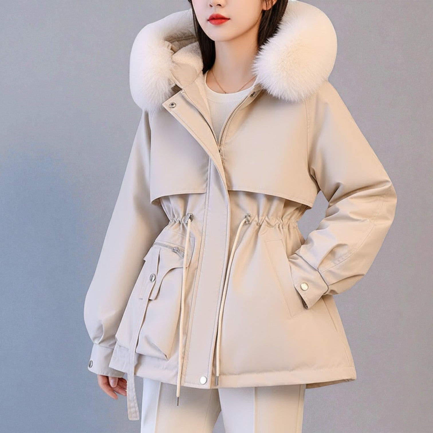 Sienna – Women's Cotton Down Jacket - Jackets - Beige - Jones & Smith