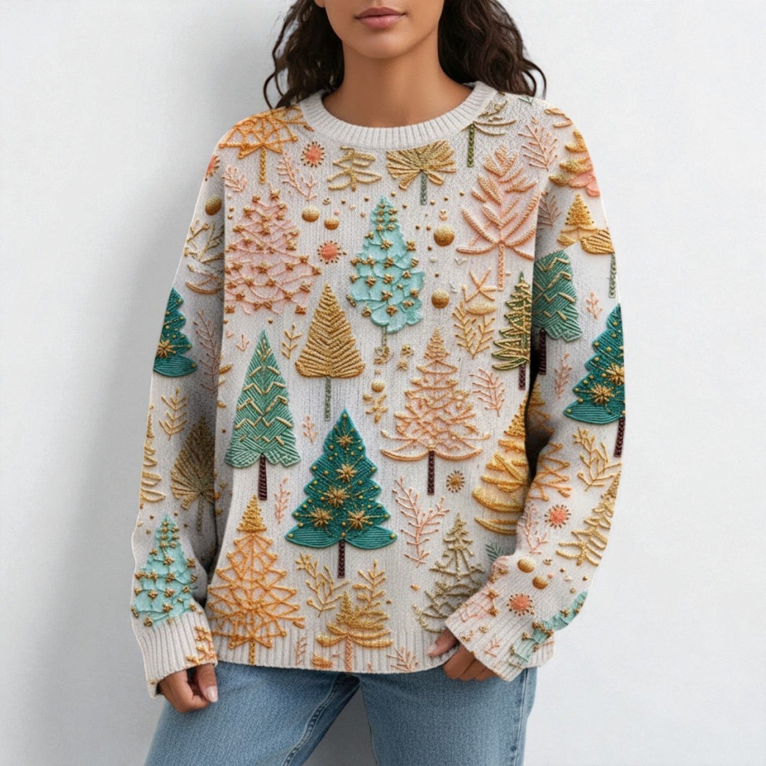 Talia – Women's Cotton Christmas Knit Jumper - Sweater - Yellow - Jones & Smith