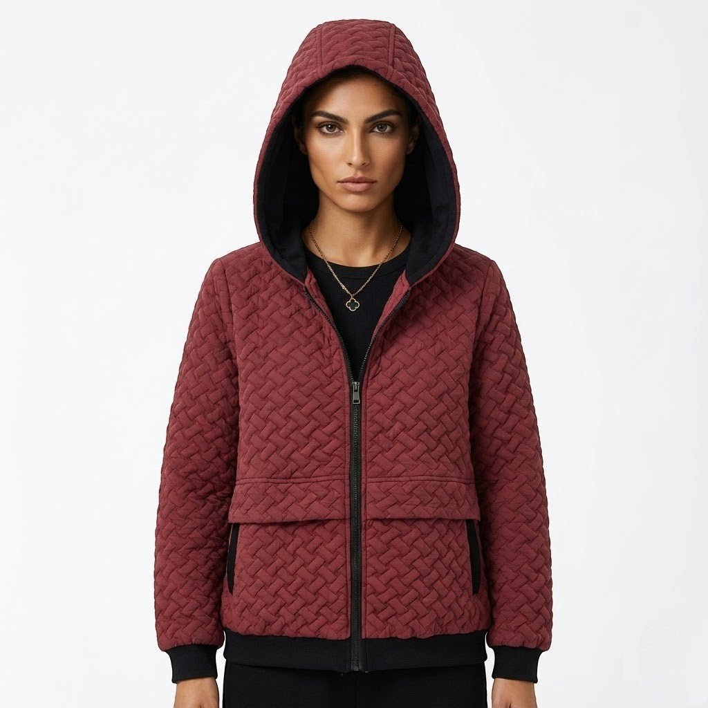 Talia – Women's Wool Jacket with Hood - Jackets - Black - Jones & Smith