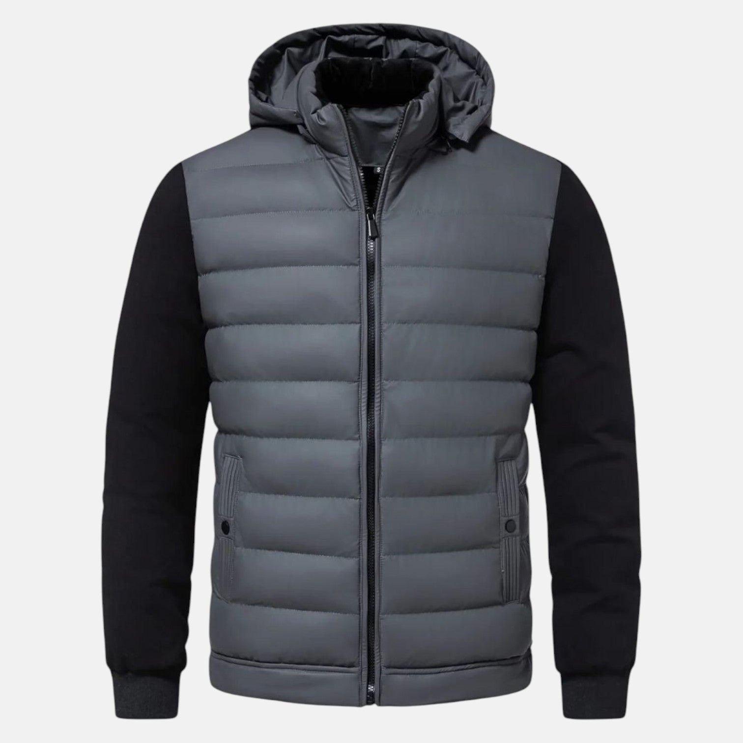 Tarek – Men's Winter Padded Jacket with Hood - Puffer Jacket - Grey - Jones & Smith