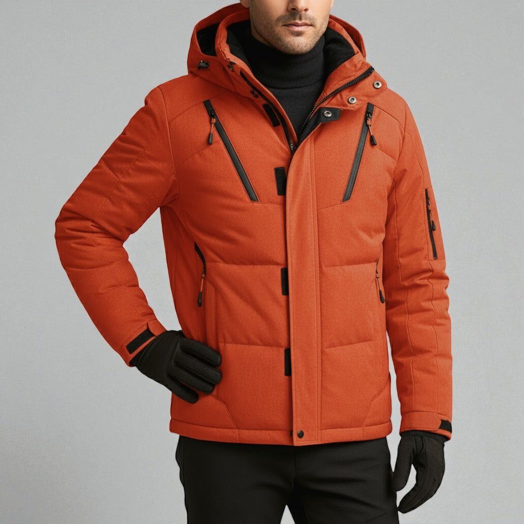 Theo – Men's Winter Jacket in Wool Blend with Warm Insulation - Winter Jacket - Orange - Jones & Smith