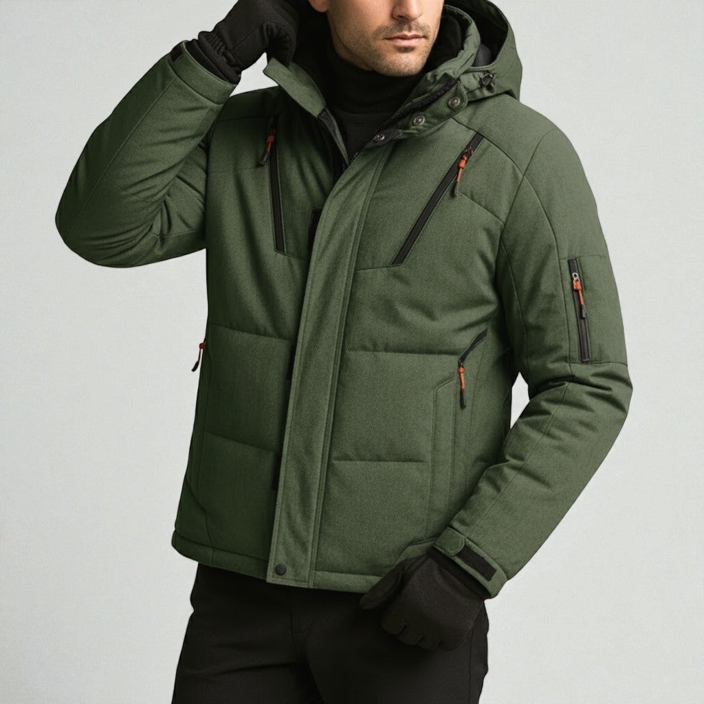Theo – Men's Winter Jacket in Wool Blend with Warm Insulation - Winter Jacket - Olive Green - Jones & Smith