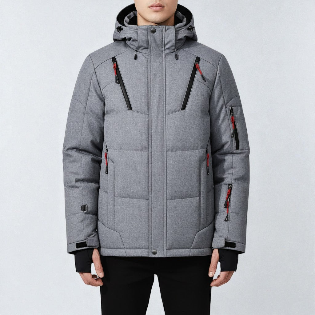 Theo – Men's Winter Jacket in Wool Blend with Warm Insulation - Winter Jacket - Grey - Jones & Smith