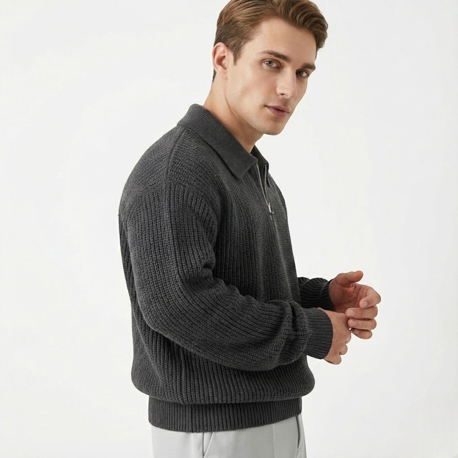 Adrian – Men's Wool Zipped Pullover
