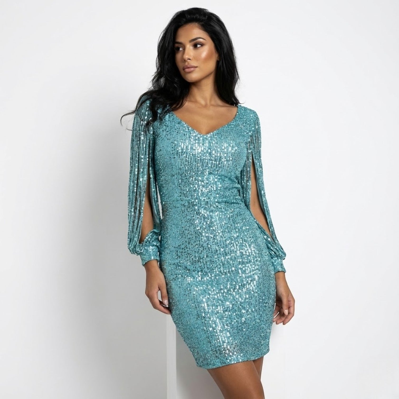 Anika – Women's Evening Dress Glitter Look Festive Christmas & New Year