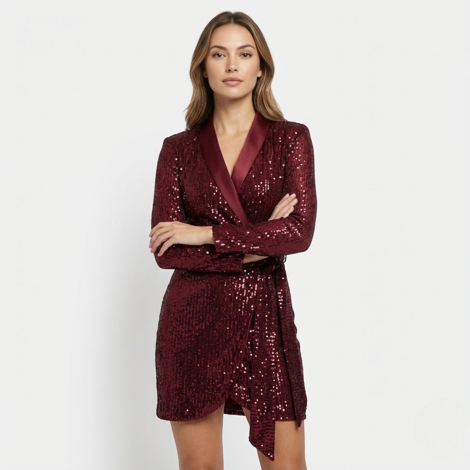 Elvira – Women's Sequin Wrap Dress Festive Christmas Evening Wear