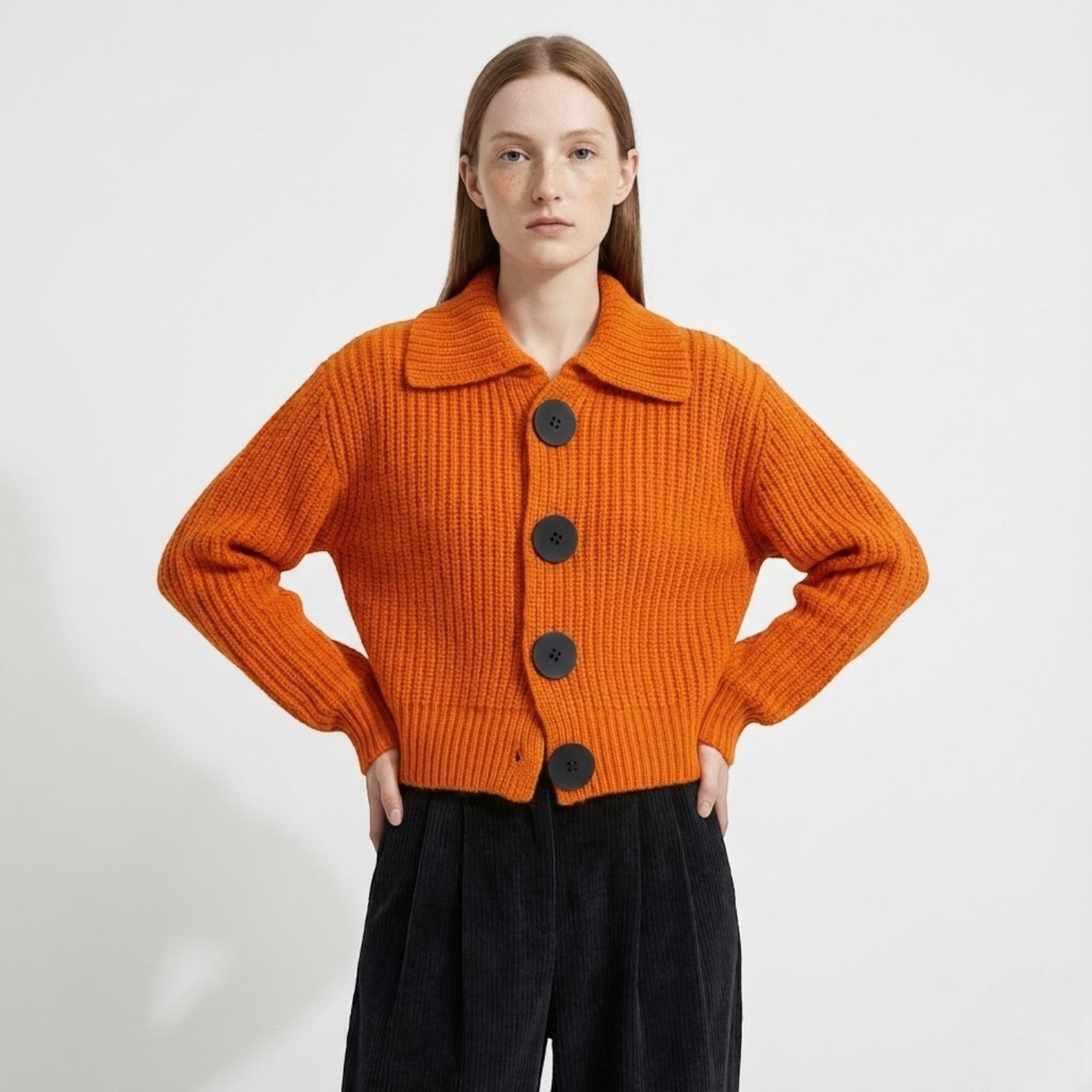 Vienna – Women's Wool Cardigan Short - Cardigans - Orange - Jones & Smith