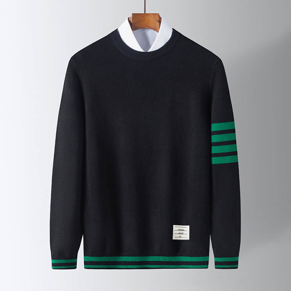 Zaccary – Knitted Jumper with Striped Details - Sweater - Jones & Smith