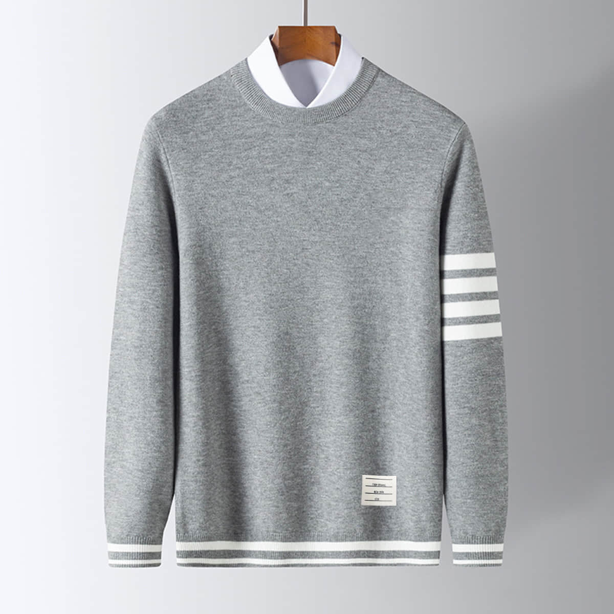 Zaccary – Knitted Jumper with Striped Details - Sweater - Jones & Smith