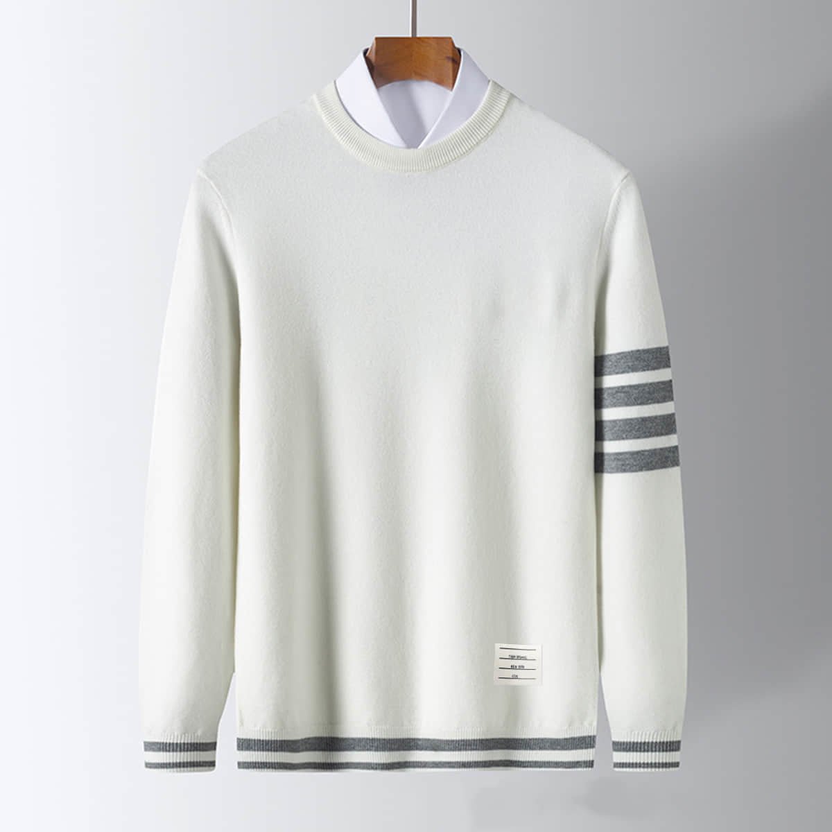 Zaccary – Knitted Jumper with Striped Details - Sweater - Jones & Smith