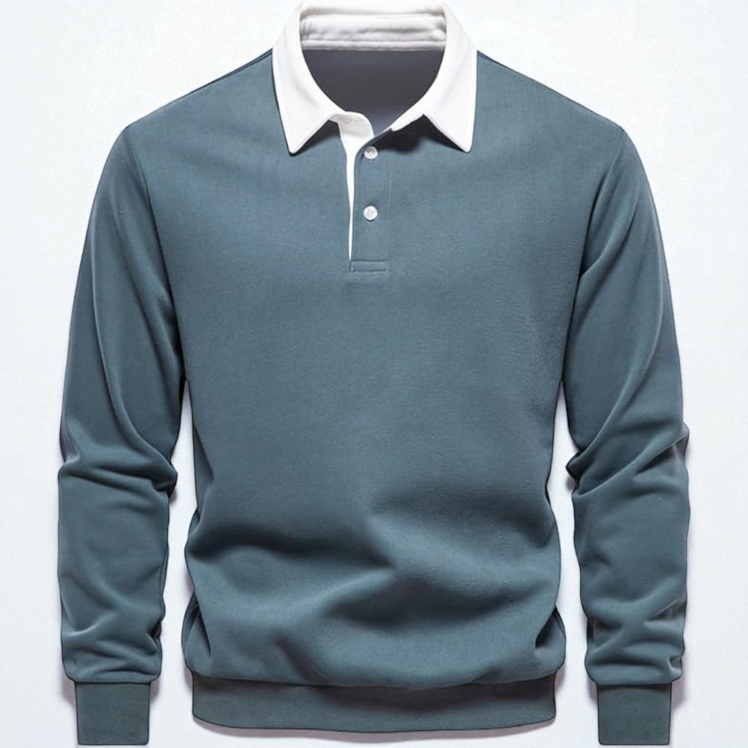 Adrian – Long - Sleeved Wool Polo Jumper - Long Sleeve Polo Shirt - Light Blue - Jones & Smith