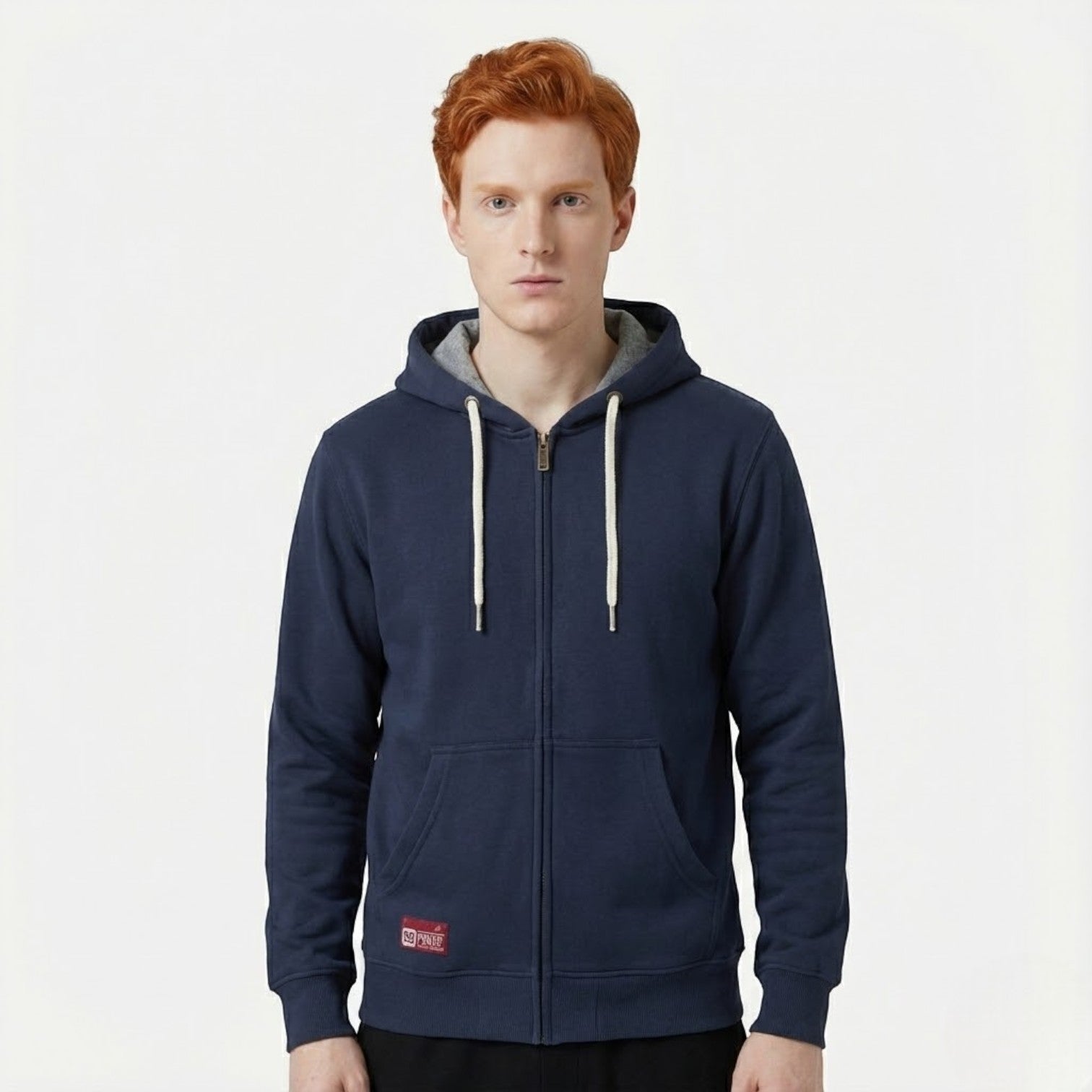Aksel – Men's Cotton Zip Hoodie - Hoodie sweater - Navy Blue - Jones & Smith