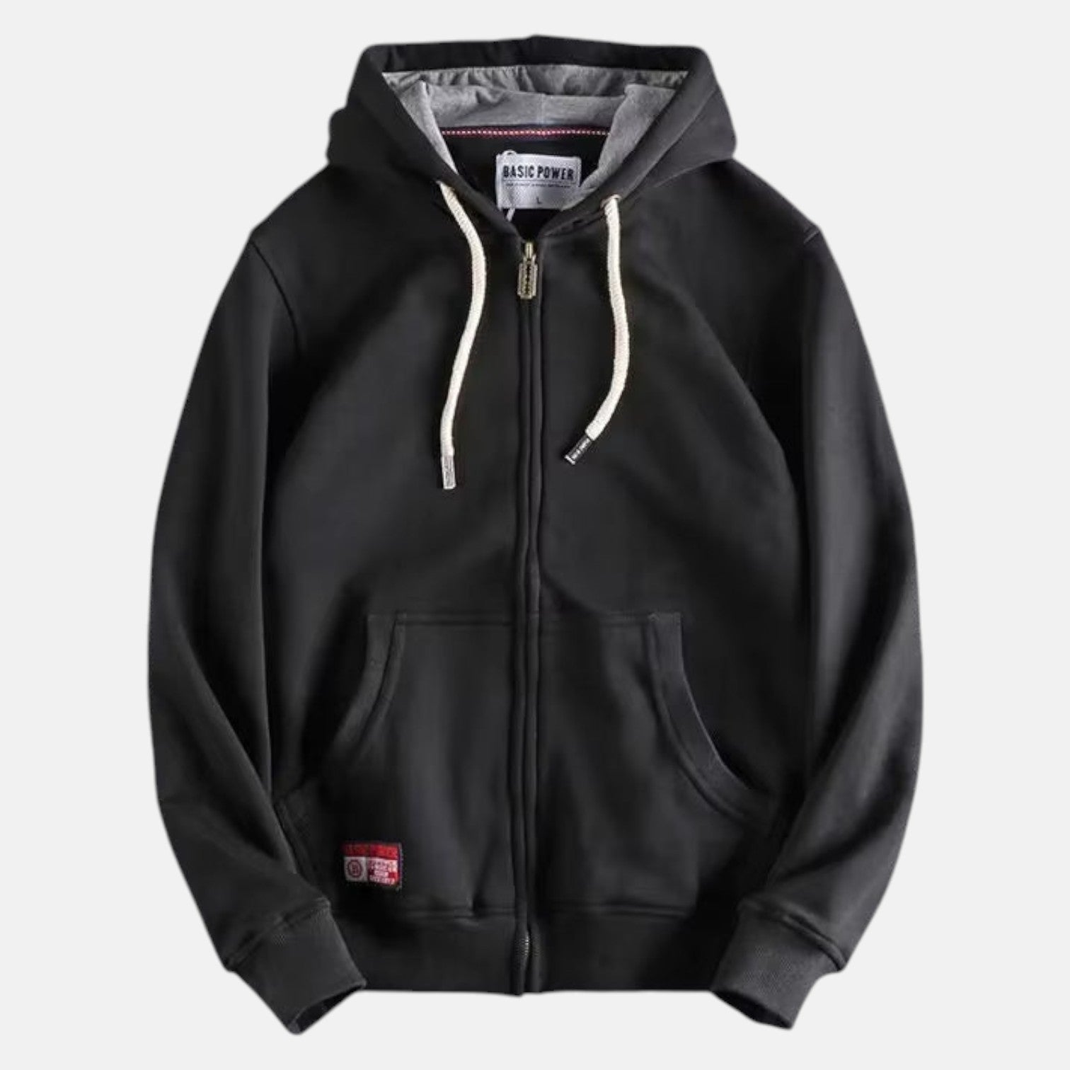 Aksel – Men's Cotton Zip Hoodie - Hoodie sweater - Black - Jones & Smith