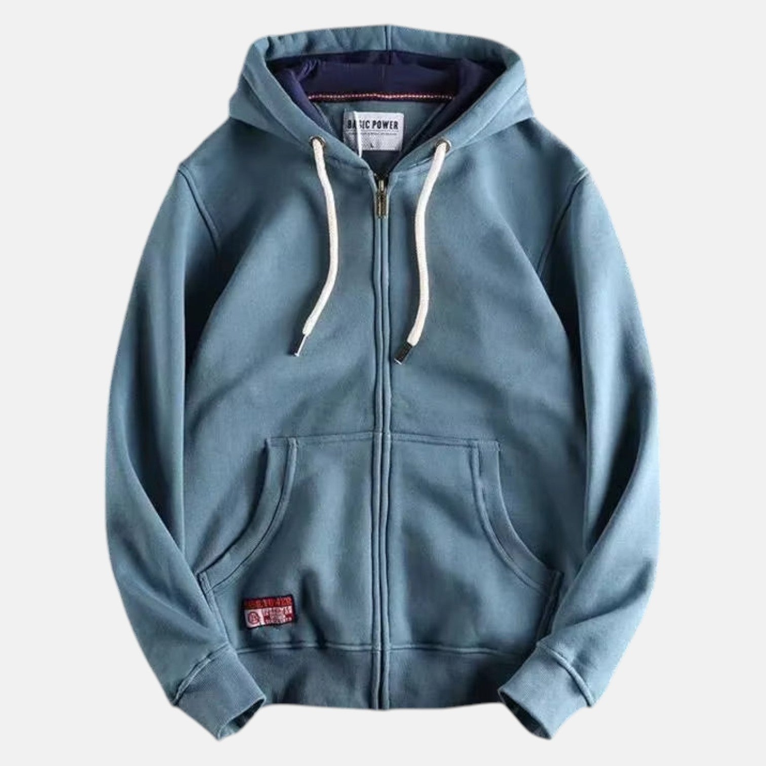 Aksel – Men's Cotton Zip Hoodie - Hoodie sweater - Blue - Jones & Smith