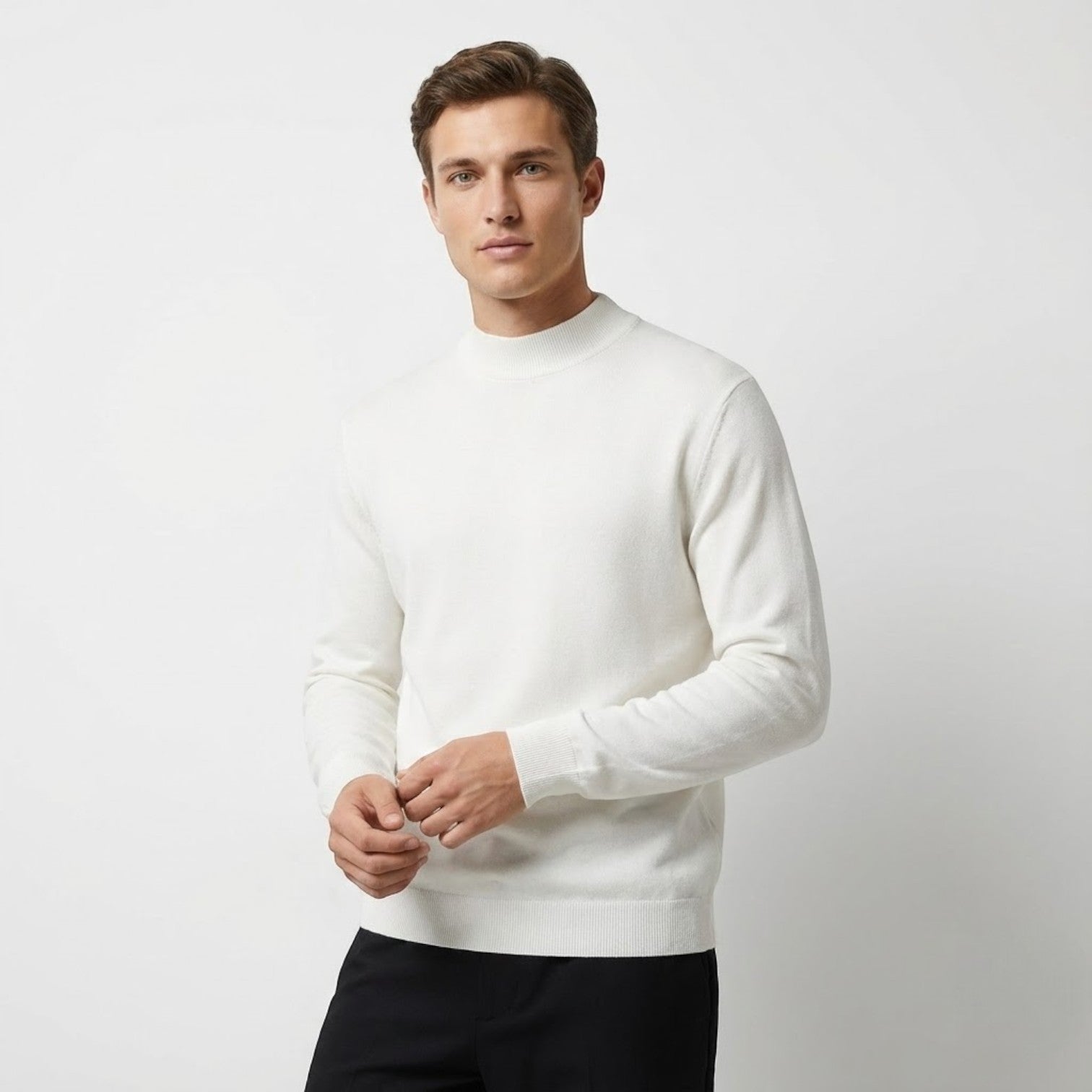 Alaric – Men's Wool Sweater - Sweater - White - Jones & Smith