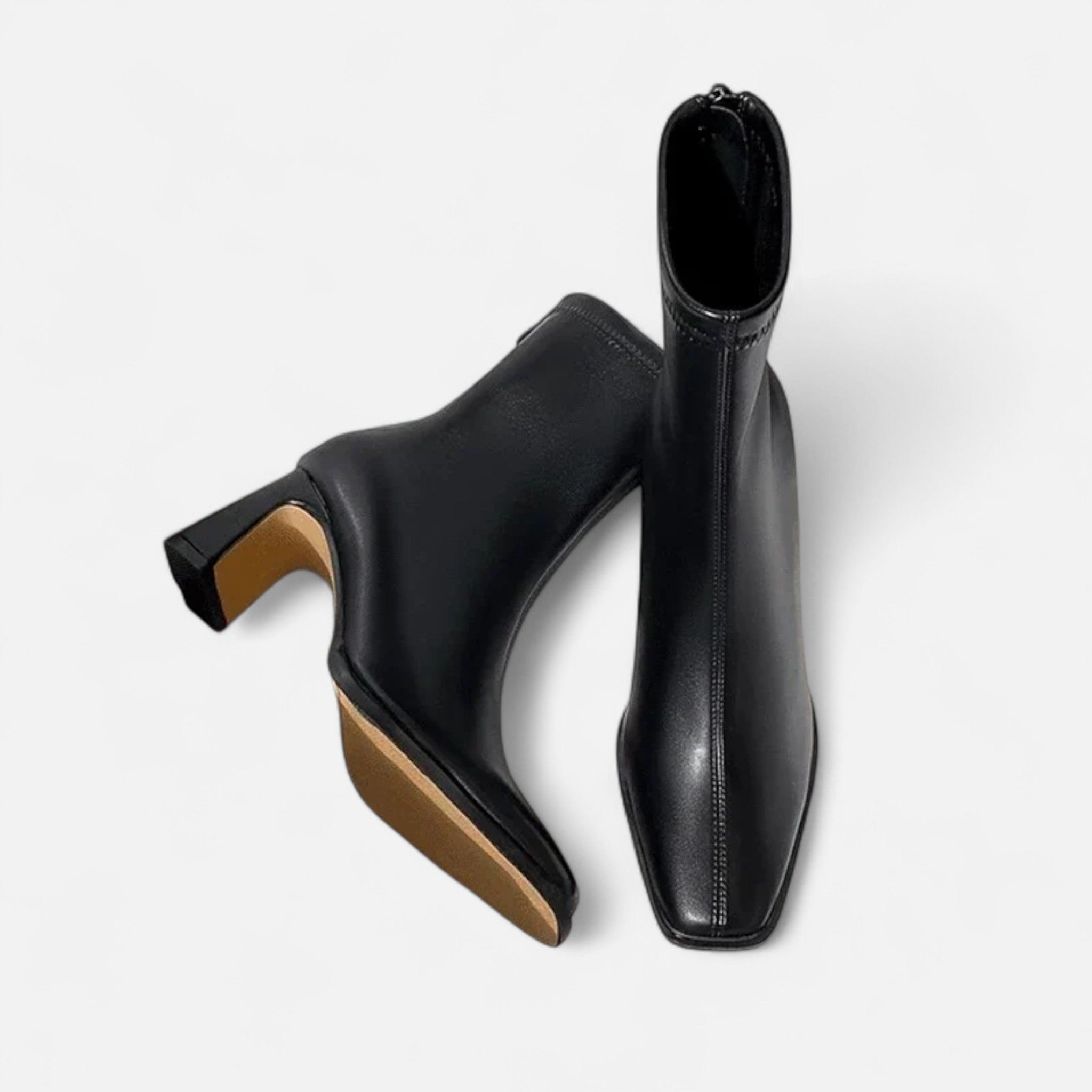 Camellia – Ladies' Leather Ankle Boots with Square Toe & Heel