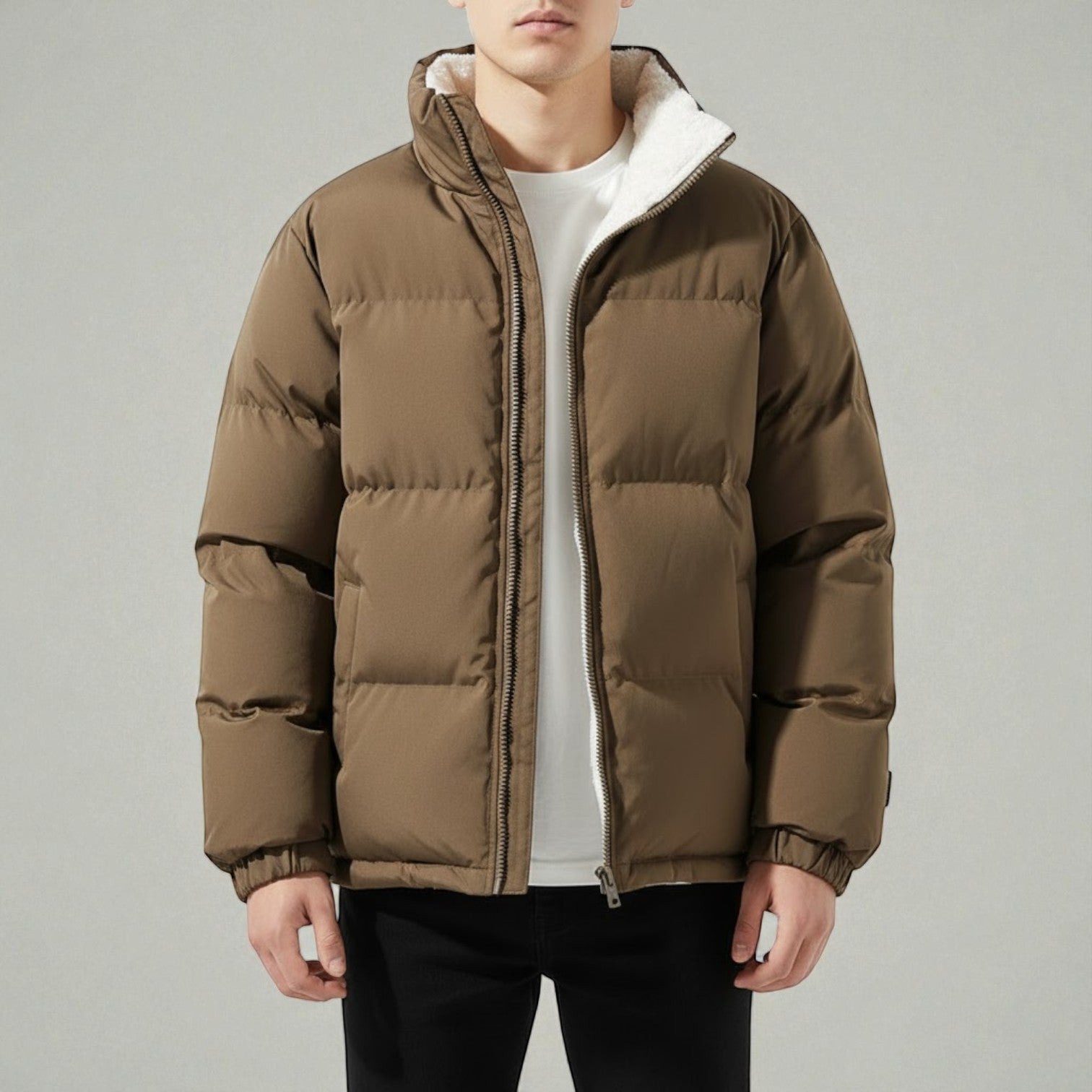 Calvin – Men's Cotton Puffer Jacket - Jackets - Brown - Jones & Smith