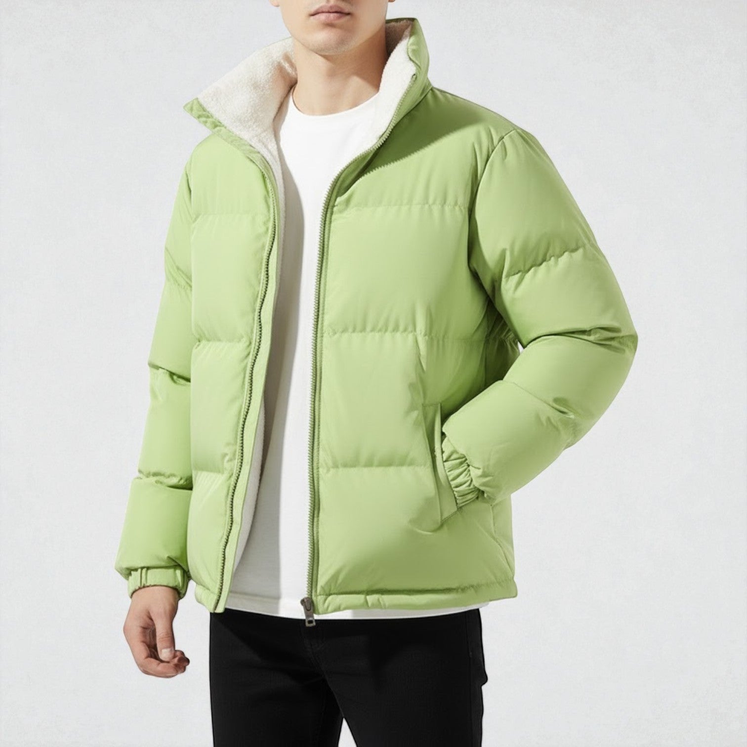 Calvin – Men's Cotton Puffer Jacket - Jackets - Green - Jones & Smith