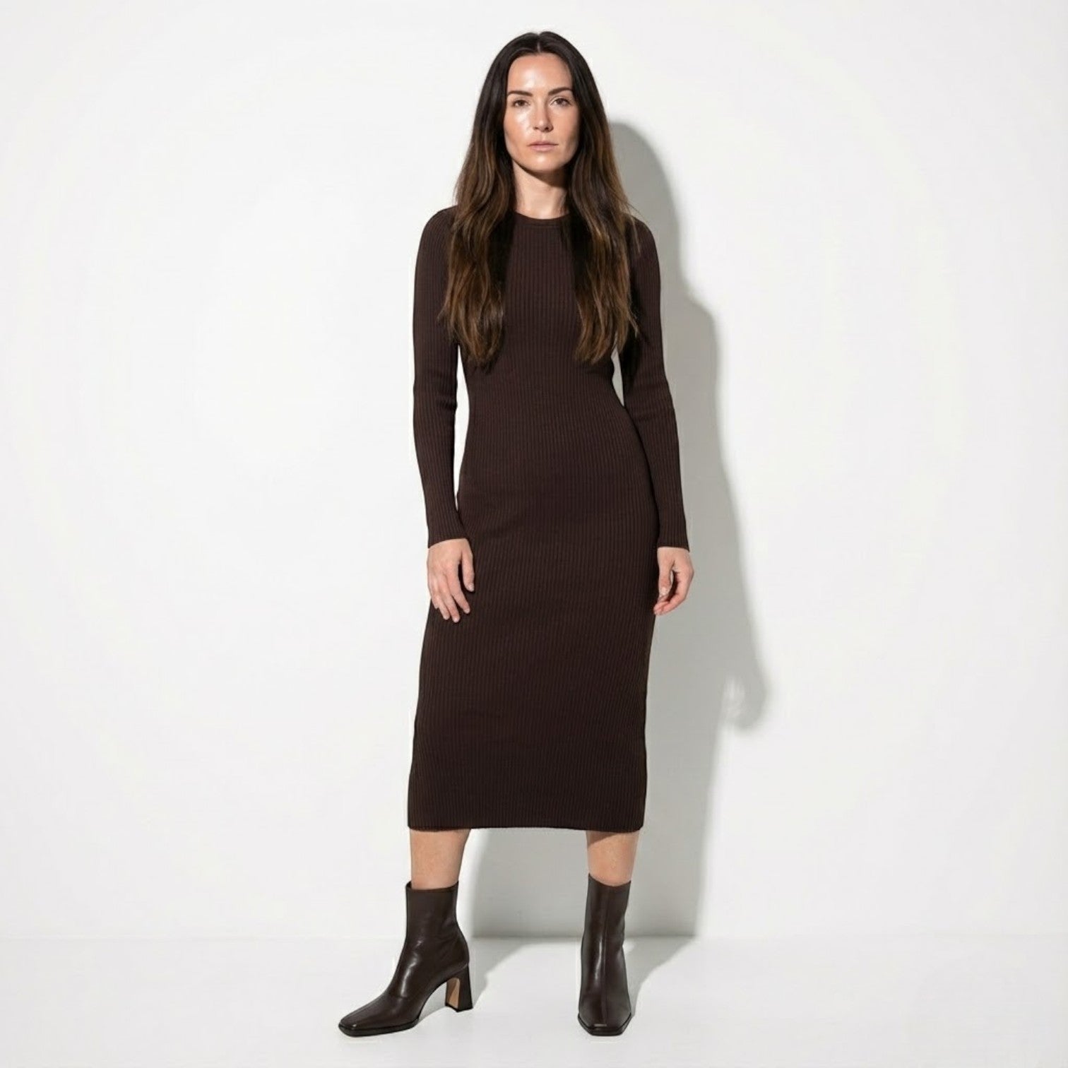 Camellia – Ladies' Leather Ankle Boots with Square Toe & Heel - Leather Boots - Brown - Jones & Smith