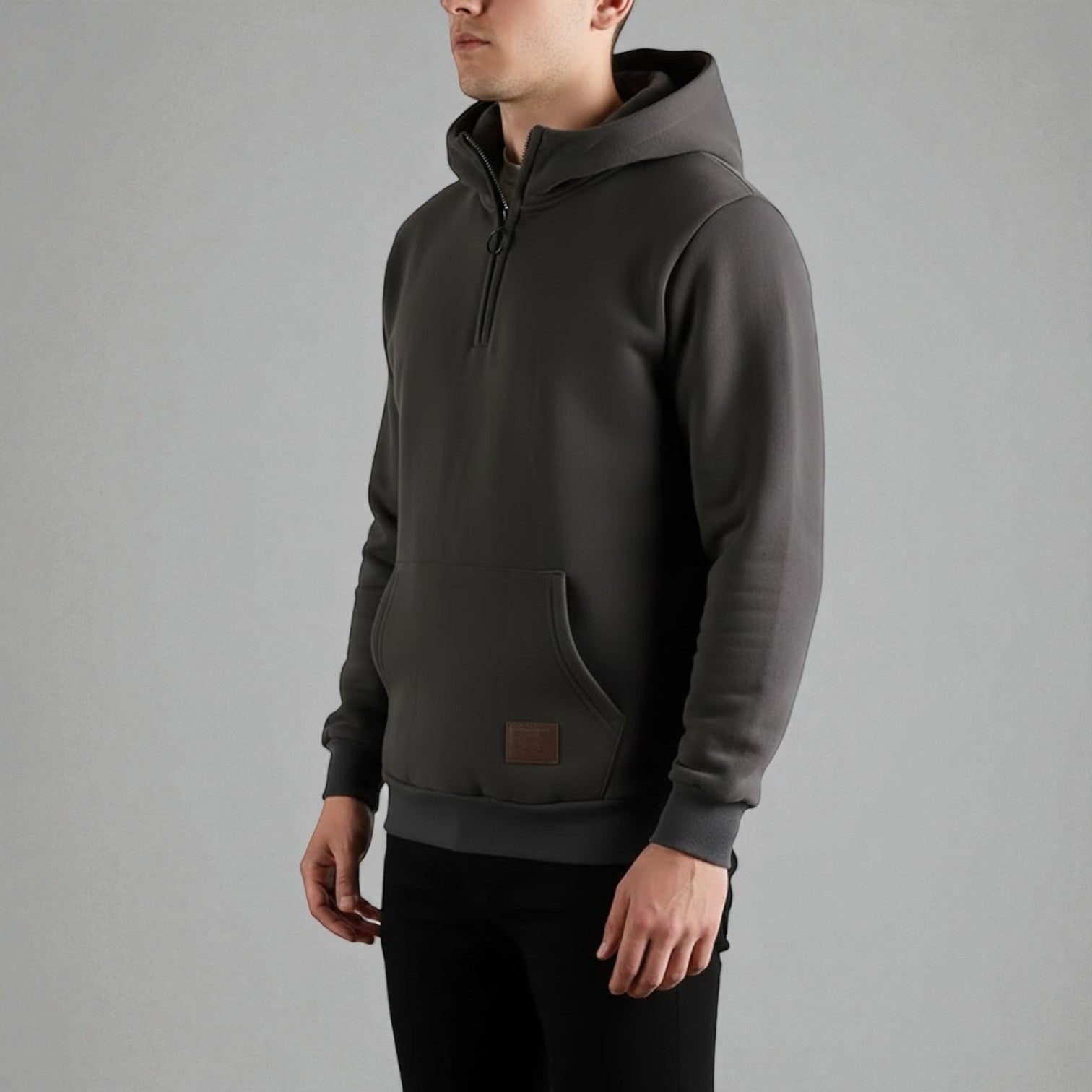 Dario – Men's Cotton Hoodie - Hooded Jacket - Dark grey - Jones & Smith