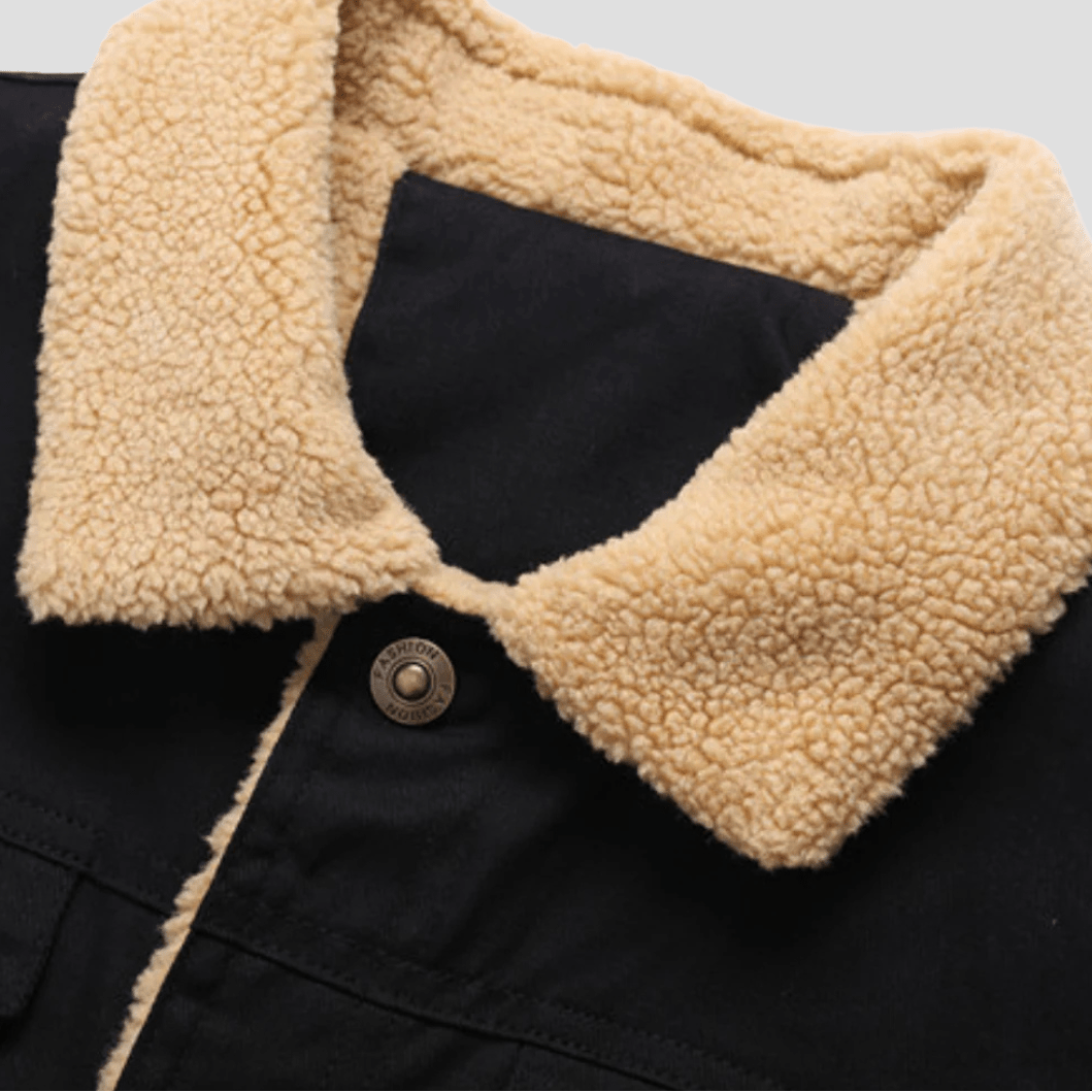 Devon – Men's jacket with fleece lining and collar - Winter Jacket - Black - Jones & Smith