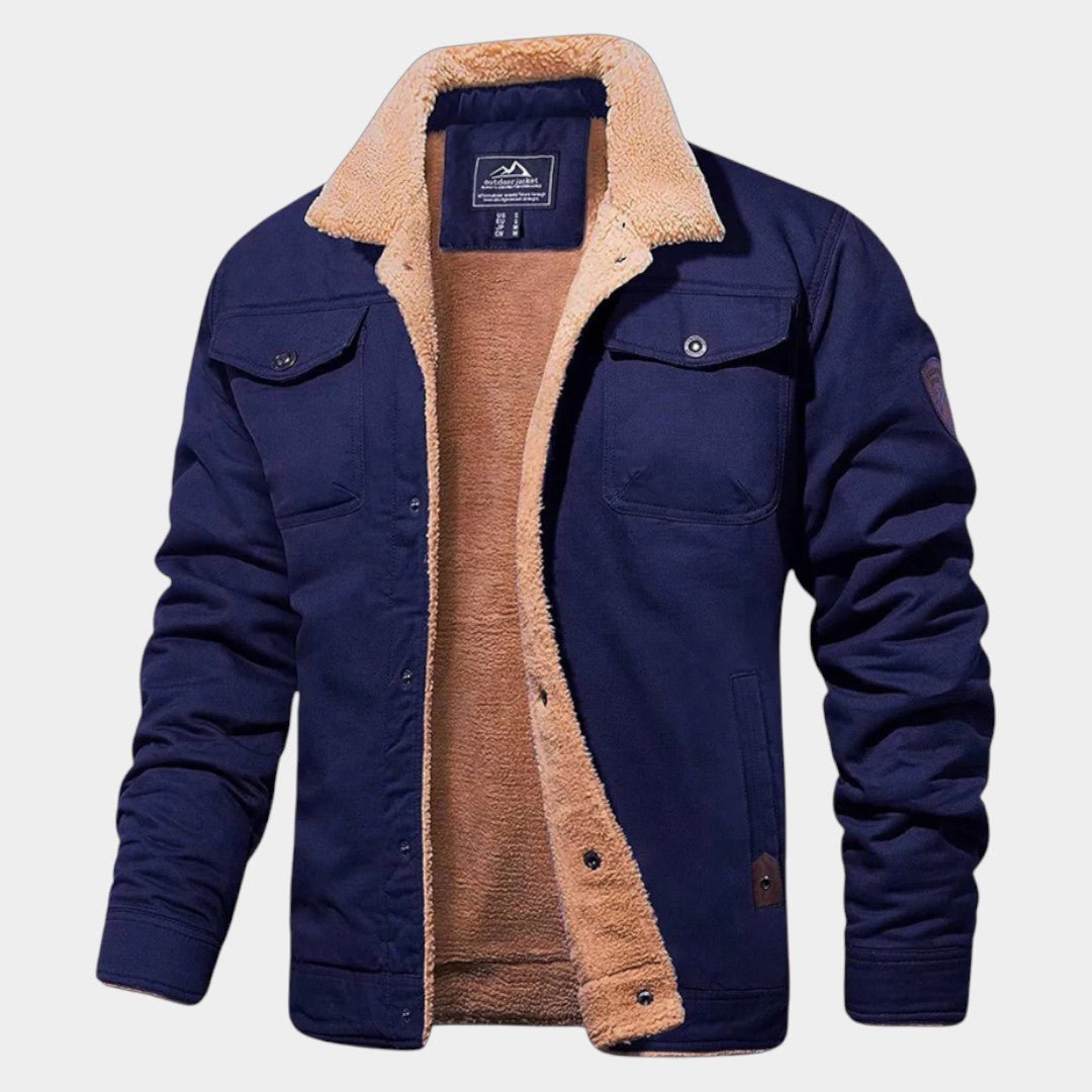Devon – Men's jacket with fleece lining and collar - Winter Jacket - Navy Blue - Jones & Smith