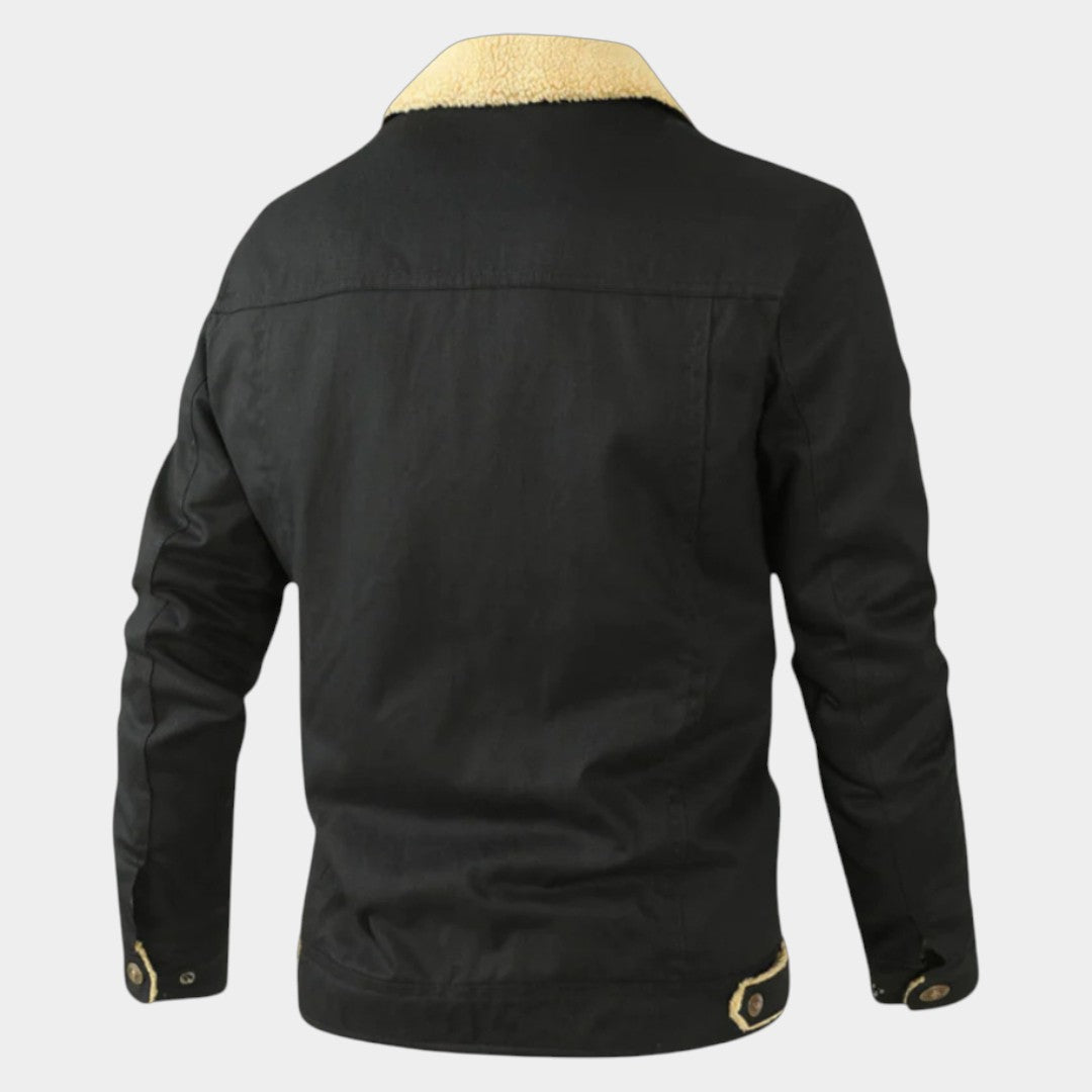 Devon – Men's jacket with fleece lining and collar - Winter Jacket - Black - Jones & Smith
