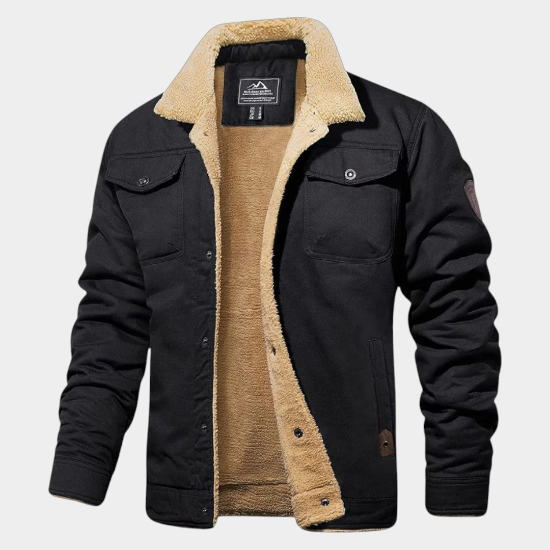 Devon – Men's jacket with fleece lining and collar - Winter Jacket - Black - Jones & Smith