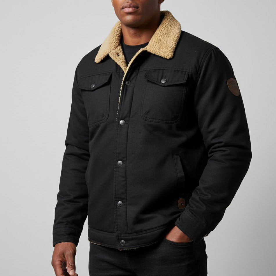 Devon – Men's jacket with fleece lining and collar - Winter Jacket - Black - Jones & Smith