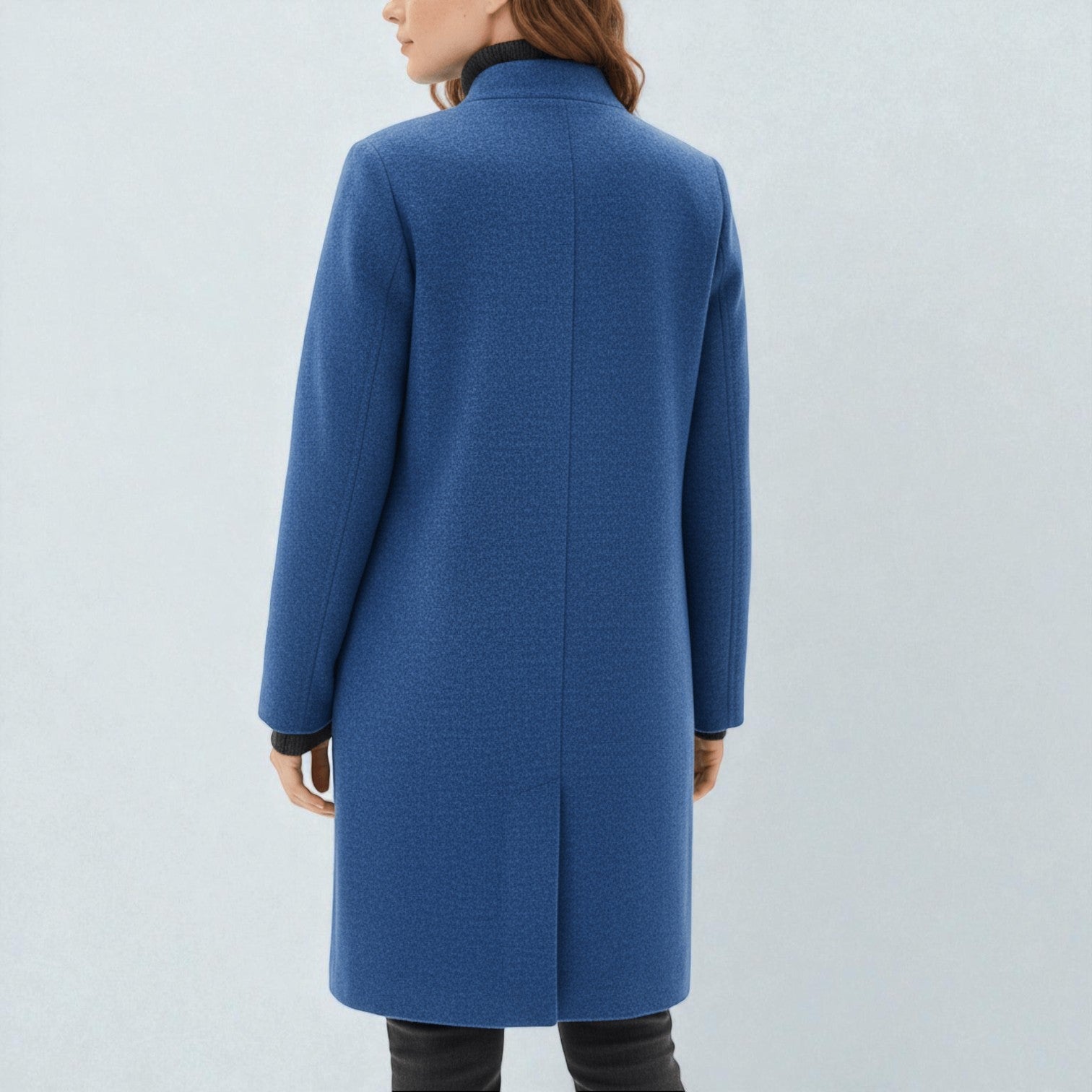 Elara – Women's Wool Coat with Stand - Up Collar and Pockets - Coats - Light Grey - Jones & Smith