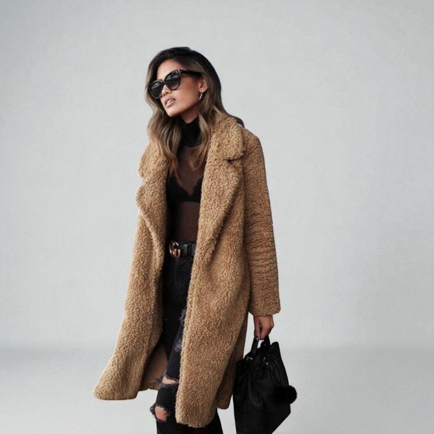 Elena – Women's Wool Coat - Coats - Light Brown - Jones & Smith