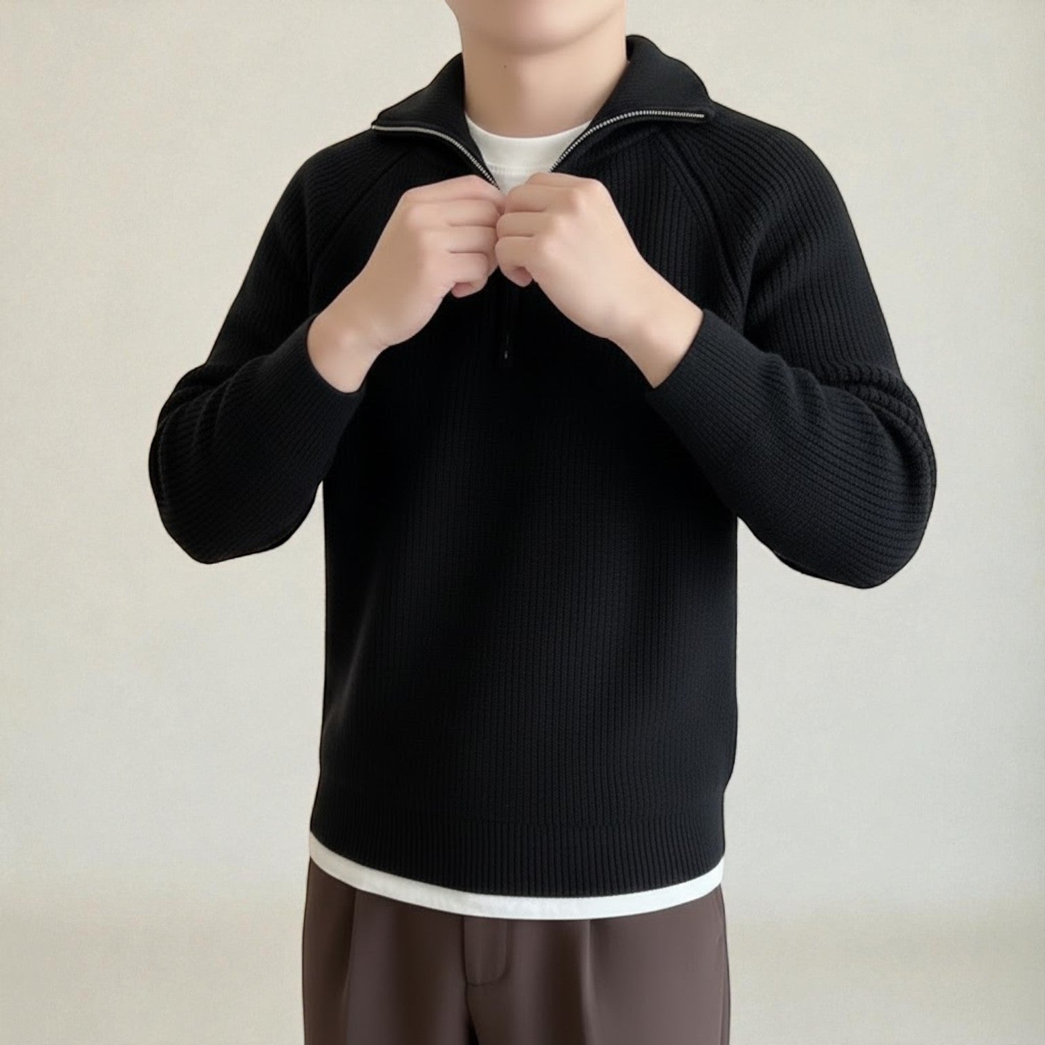 Elian – Men's Wool Winter Jumper - Sweater - Black - Jones & Smith