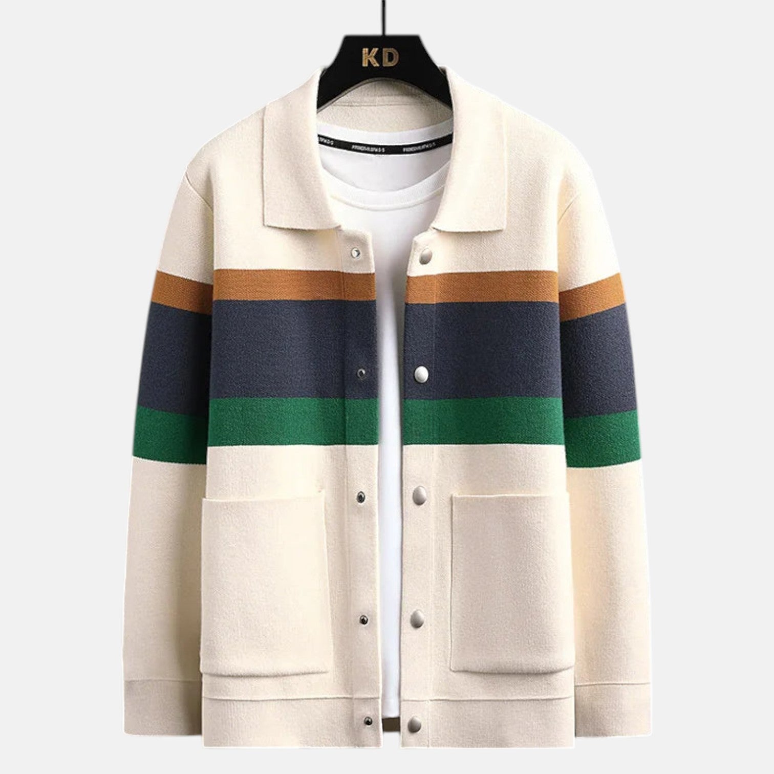 Elias – Men's Wool Cardigan - Cardigans - White - Jones & Smith