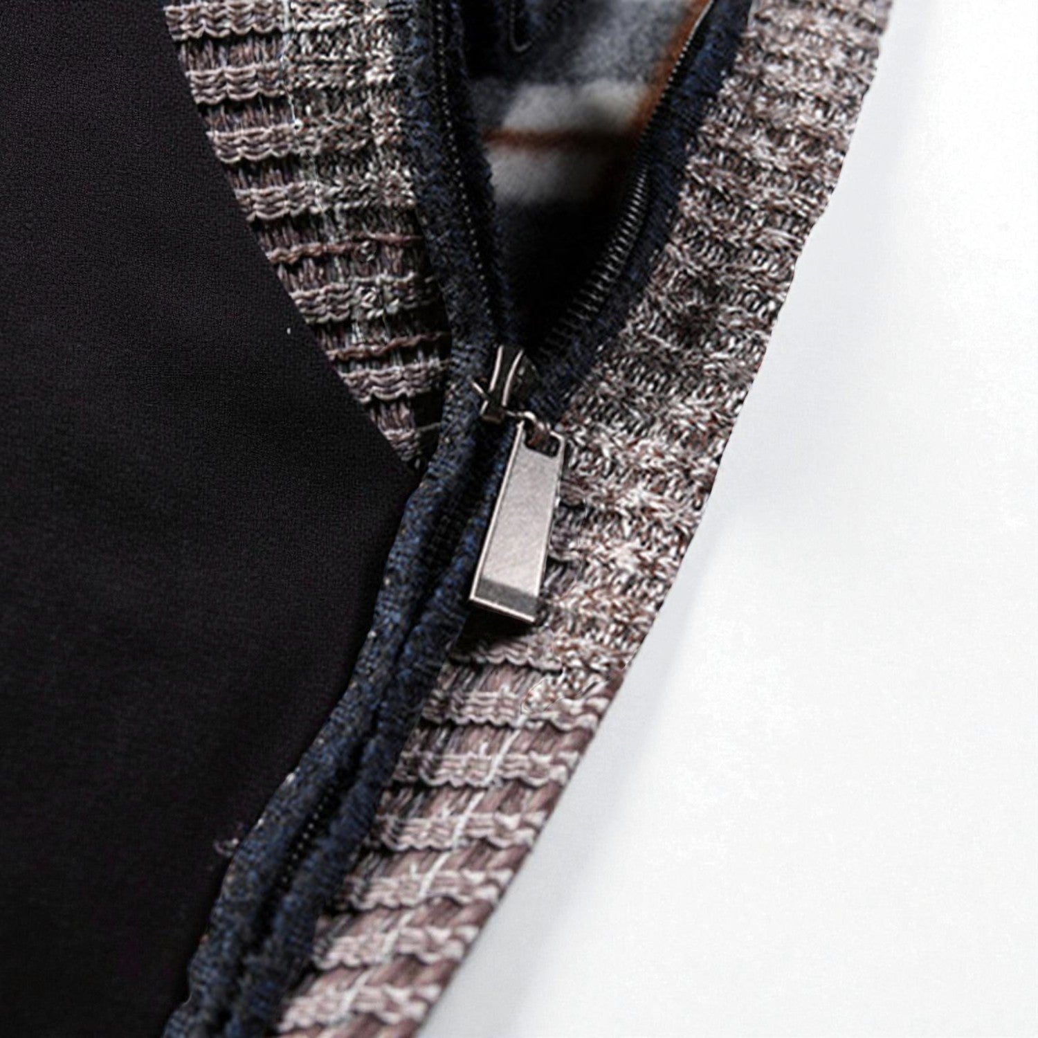 Elias – Men’s Zip - Up Cardigan with Stand - Up Collar - Sweater - Brown - Jones & Smith