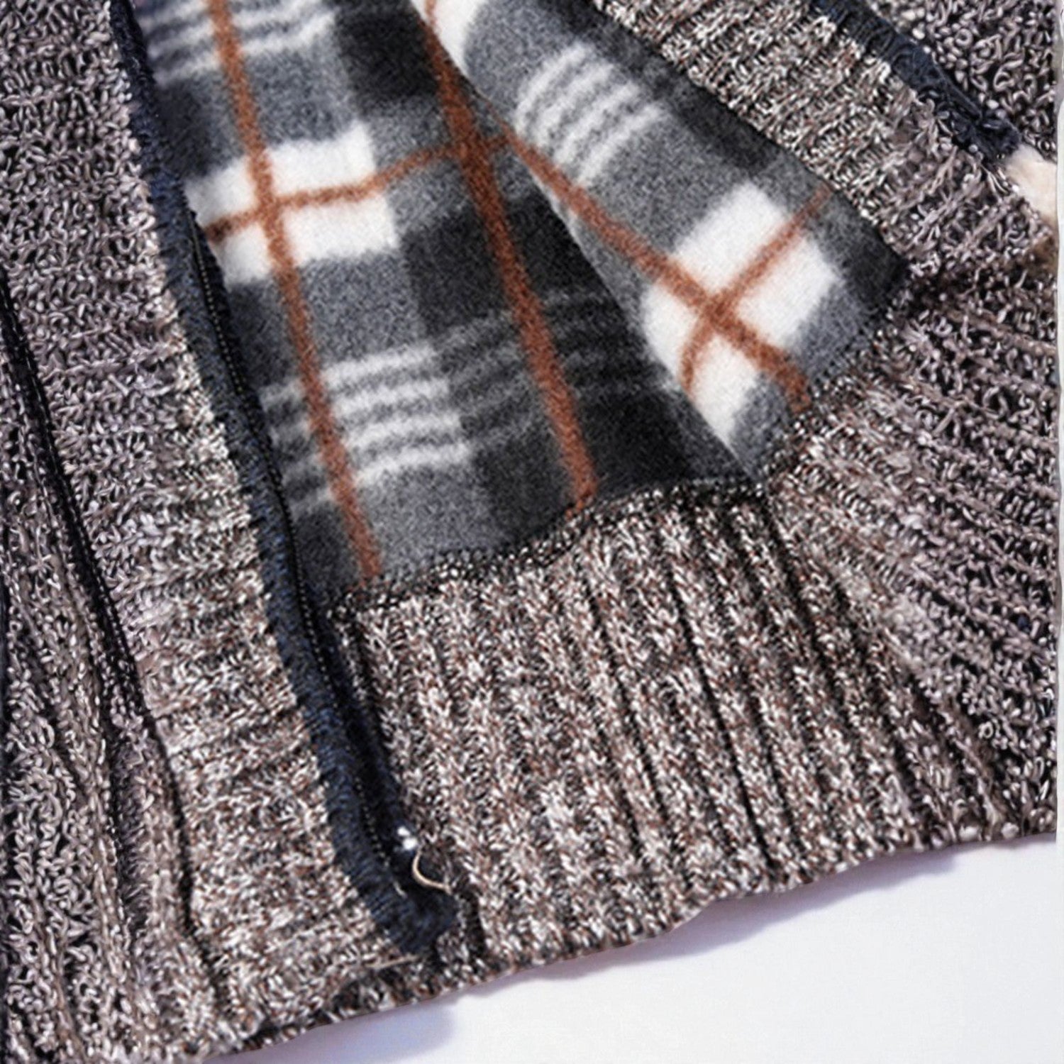 Elias – Men’s Zip - Up Cardigan with Stand - Up Collar - Sweater - Brown - Jones & Smith