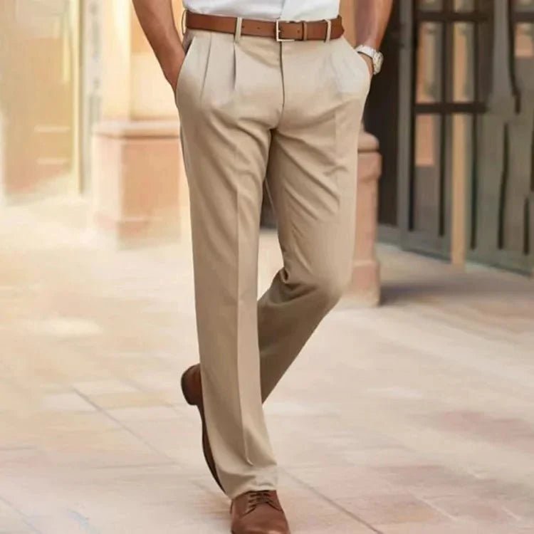 Erik – Straight Leg Trousers - Pants - Beige - Jones & Smith