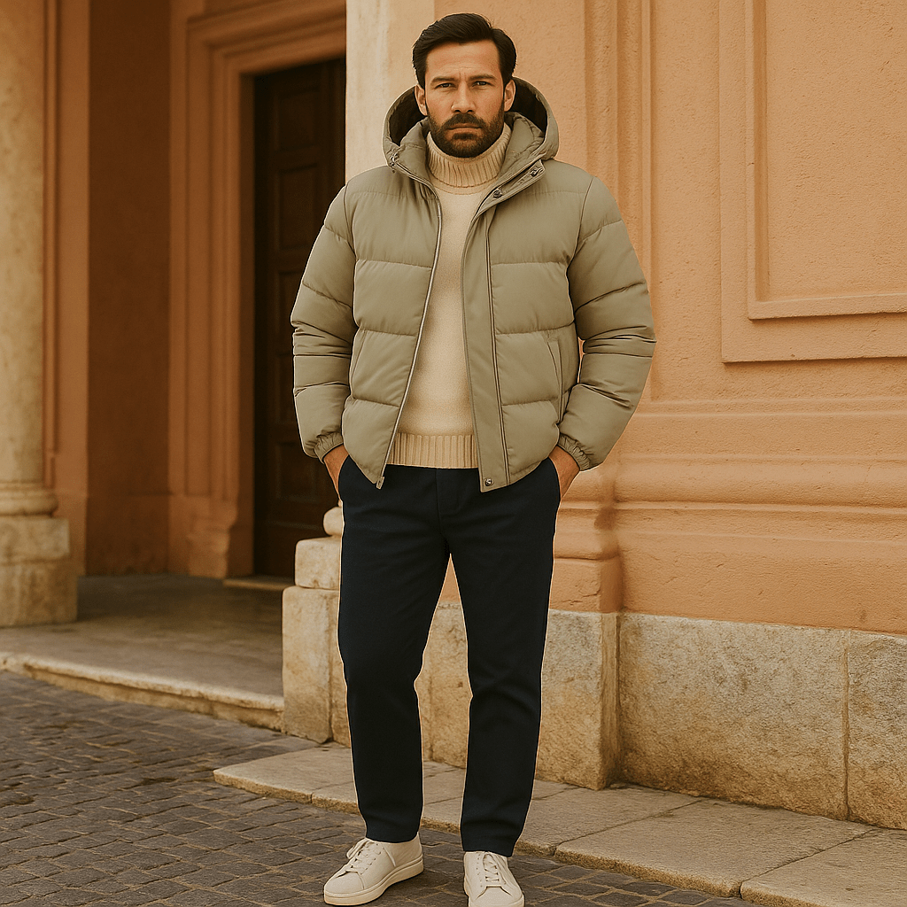 Gregor - Unisex down quilted jacket with hood and thermal insulation