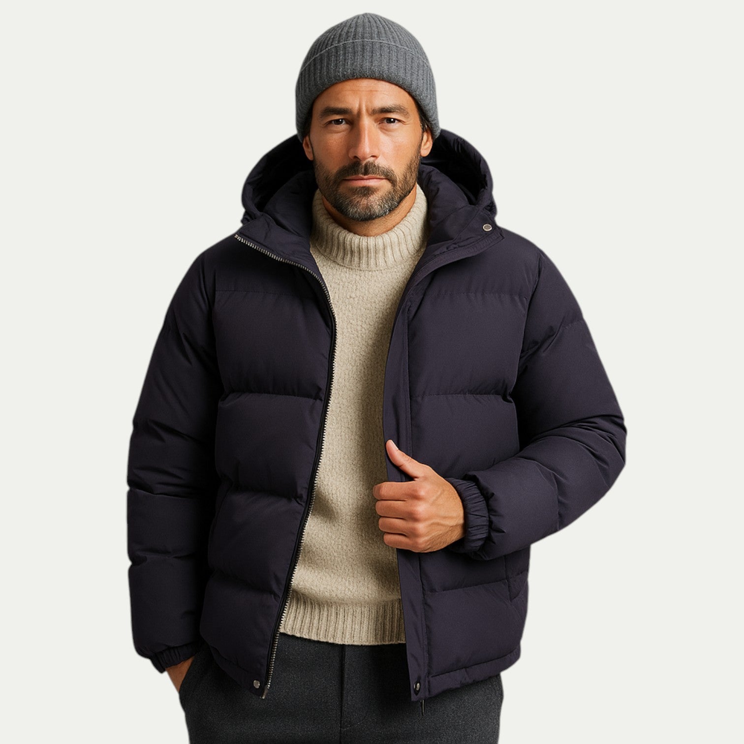 Gregor - Unisex down quilted jacket with hood and thermal insulation