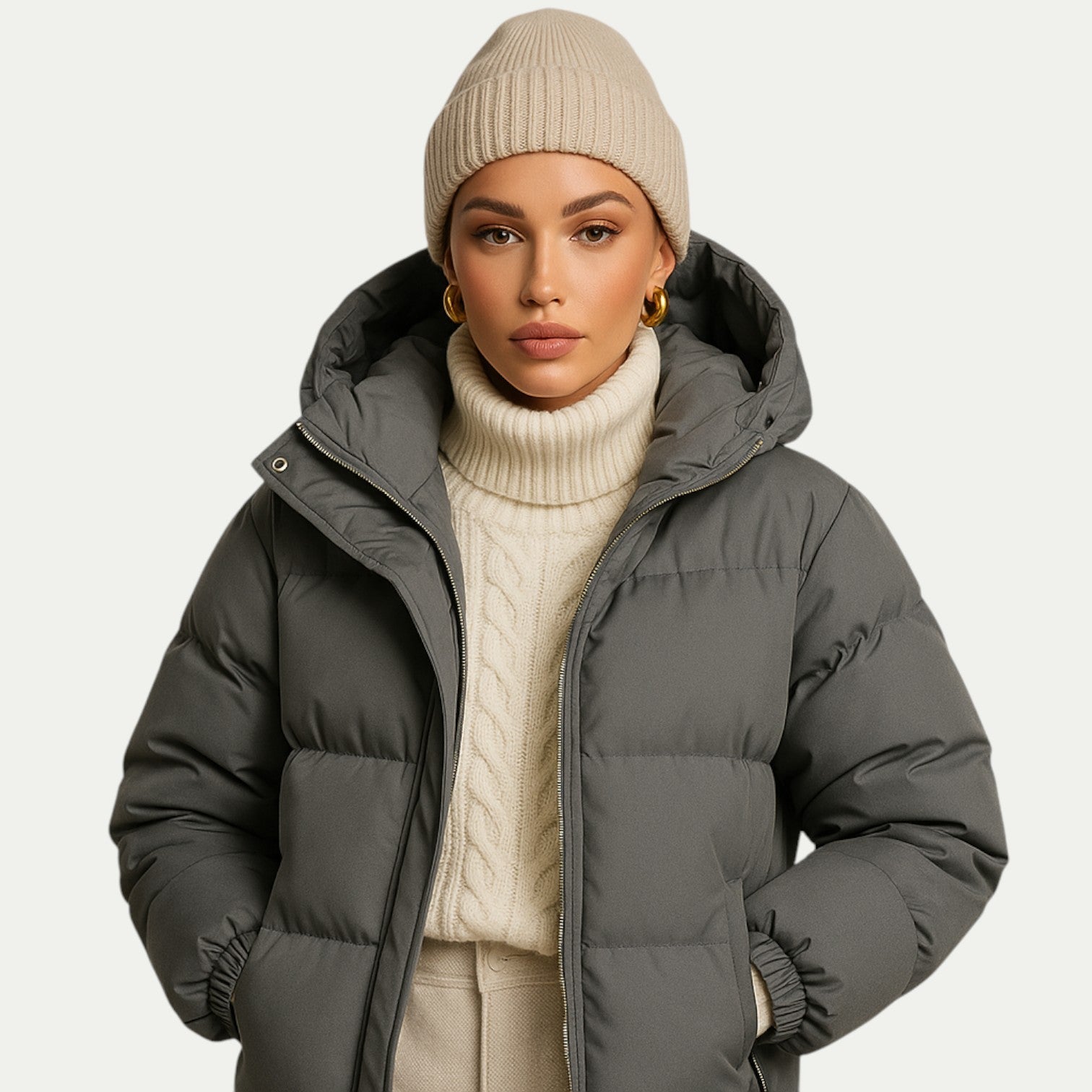 Gregor - Unisex down quilted jacket with hood and thermal insulation