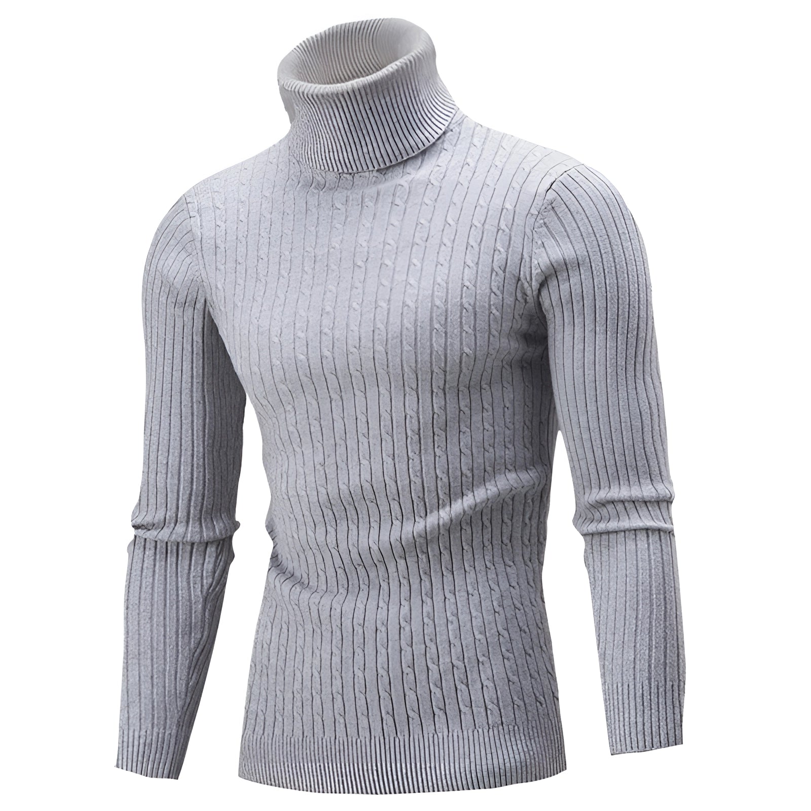 Henrik – Cable Knit Roll Neck Jumper in Wool - Sweaters - Jones & Smith