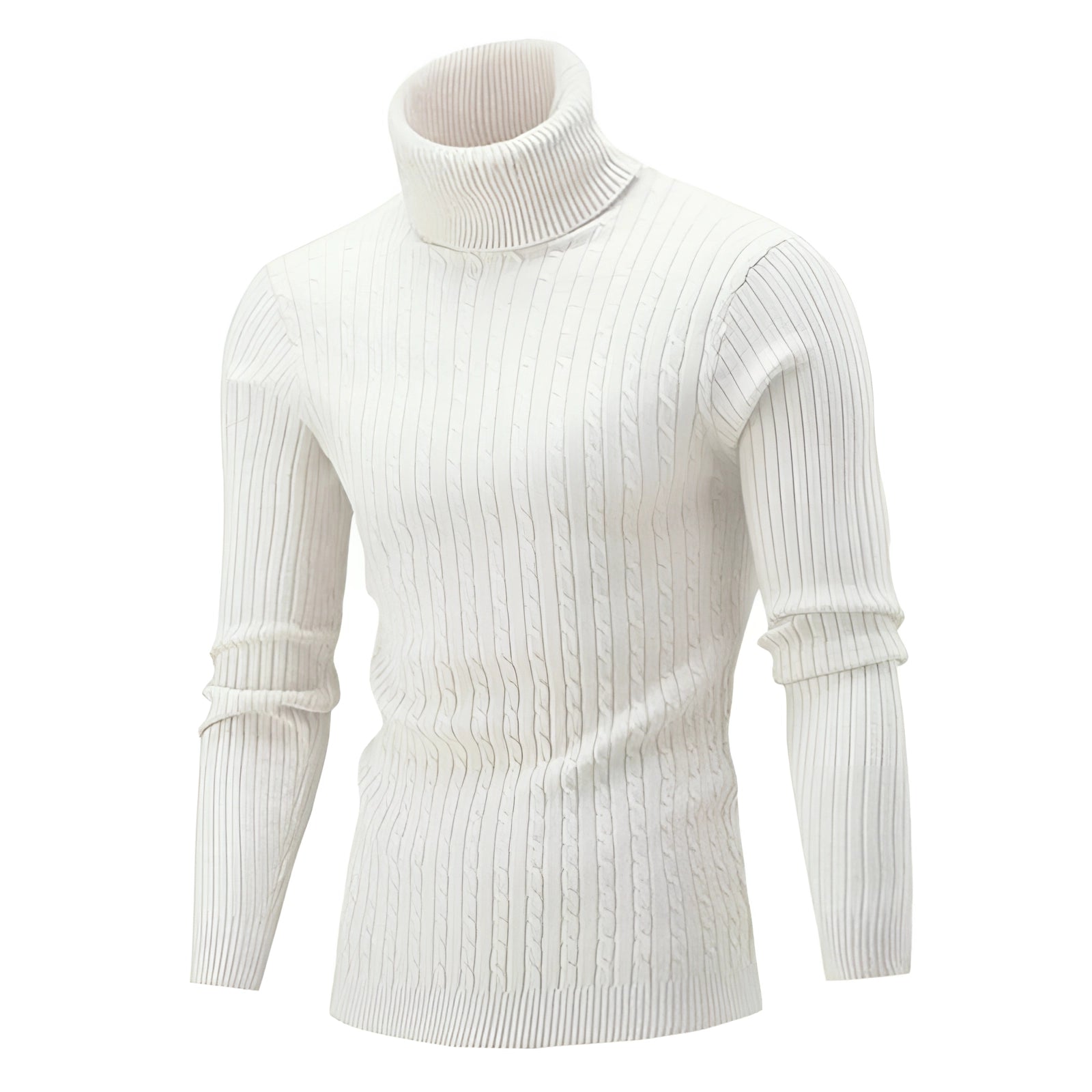 Henrik – Cable Knit Roll Neck Jumper in Wool - Sweaters - Jones & Smith