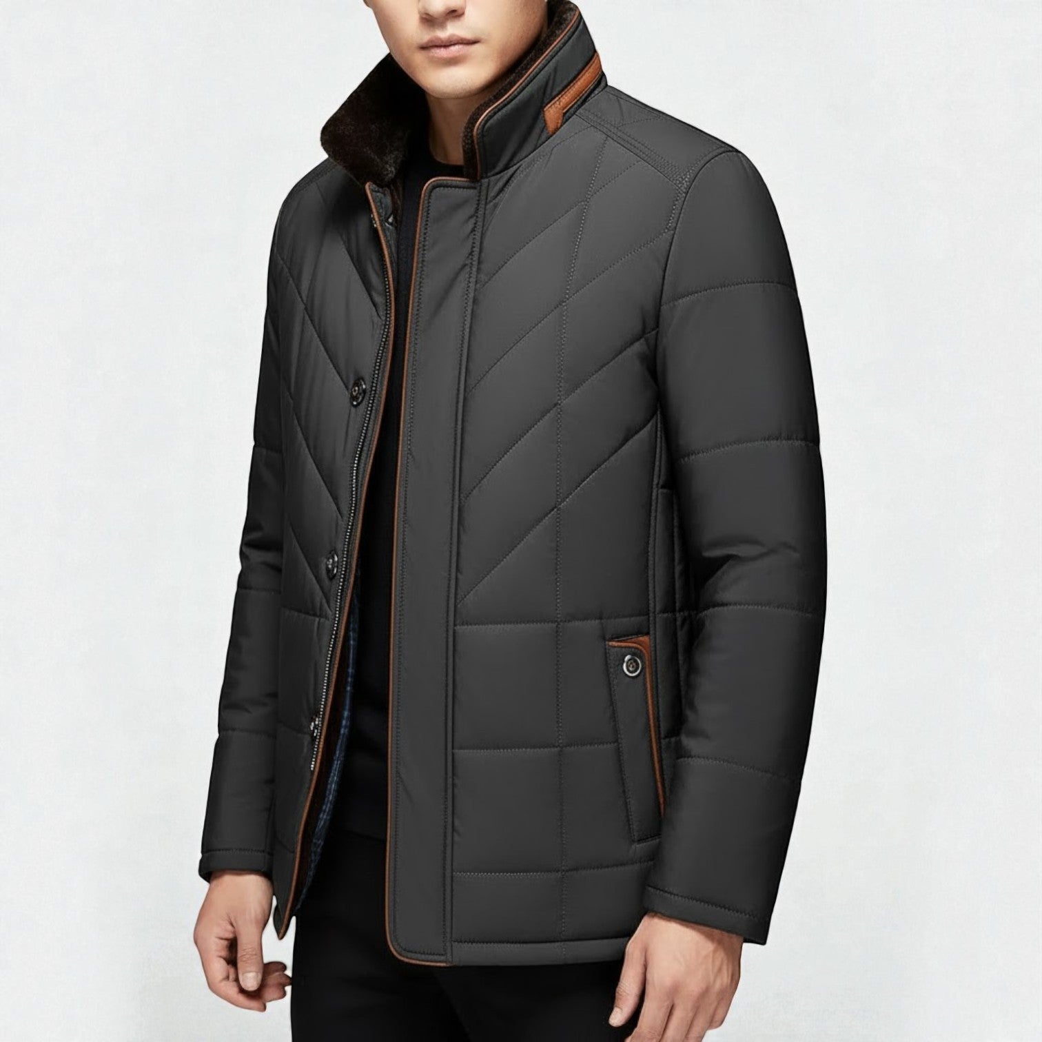 Henrik – Men's Wool Jacket Padded - Jacket - Black - Jones & Smith