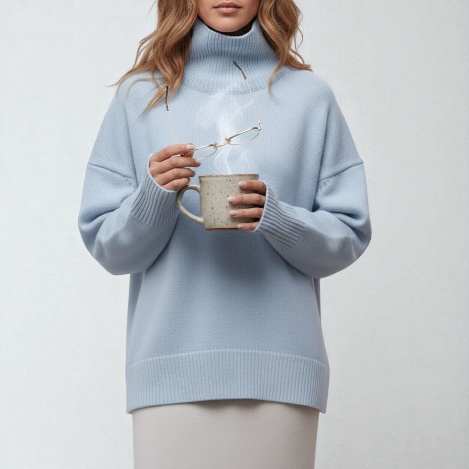 Isalie – Women's Cotton Roll Neck Jumper - Sweater - Orange - Jones & Smith