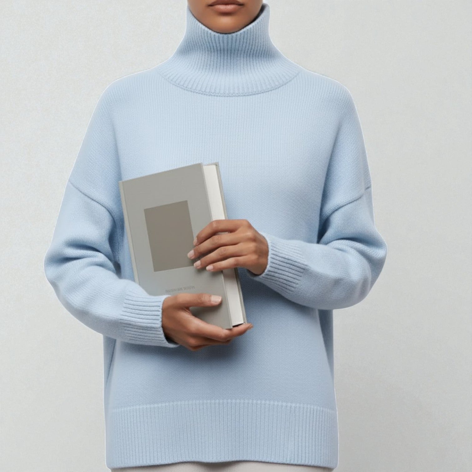 Isalie – Women's Cotton Roll Neck Jumper - Sweater - Light Blue - Jones & Smith