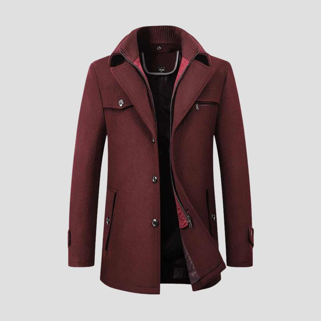 Jaron – Men's Wool Coat Elegant Winter Coat - Coats - Red - Jones & Smith