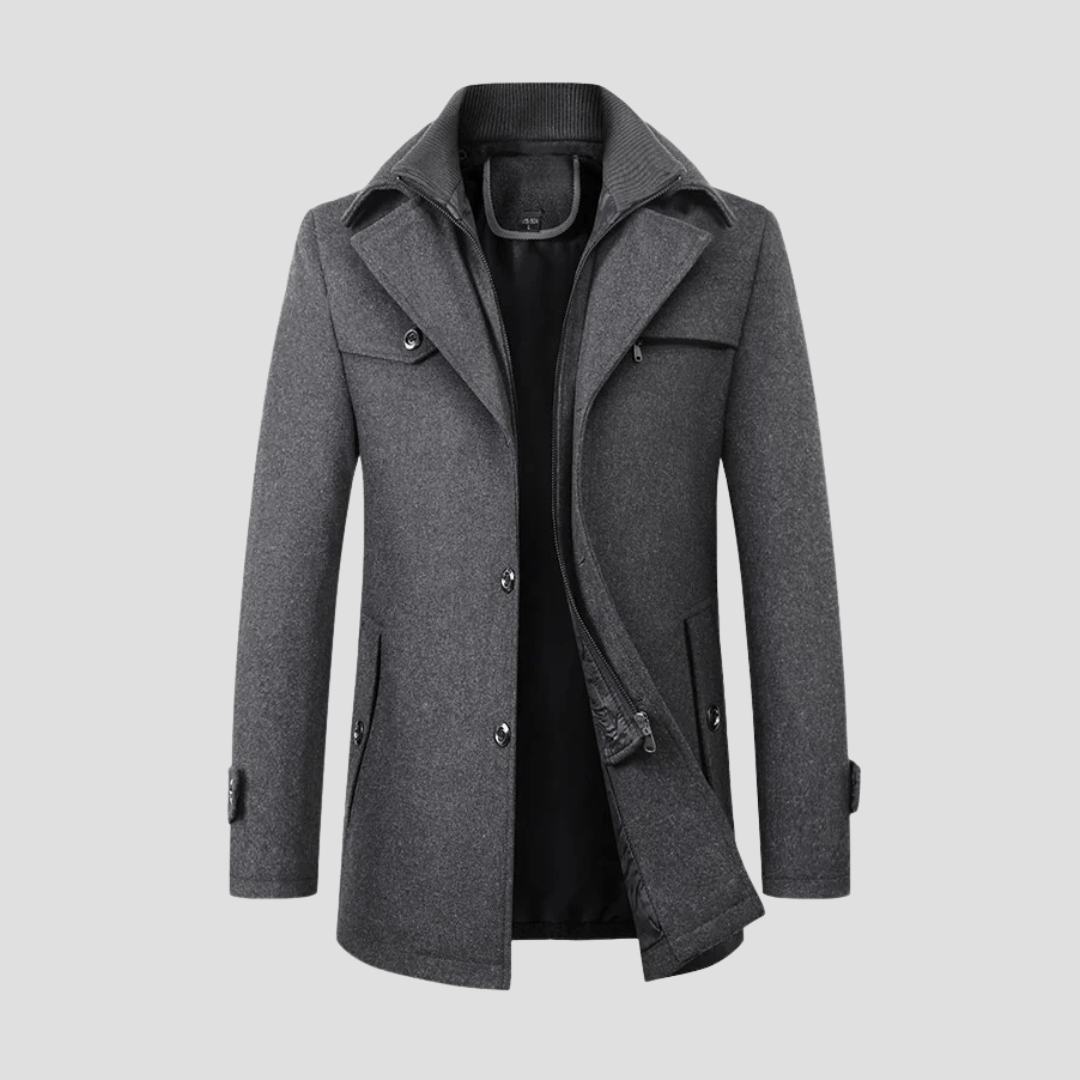Jaron – Men's Wool Coat Elegant Winter Coat - Coats - Grey - Jones & Smith