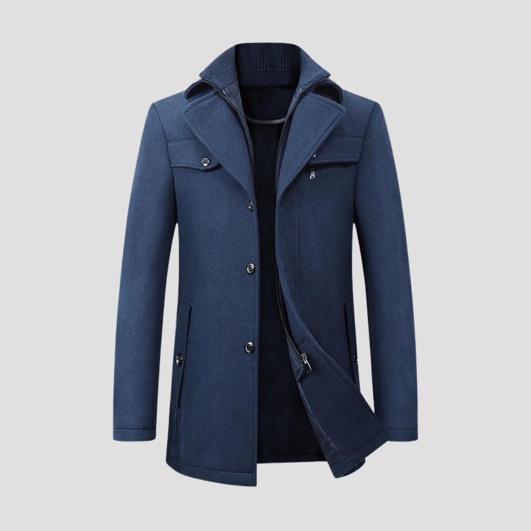 Jaron – Men's Wool Coat Elegant Winter Coat - Coats - Blue - Jones & Smith