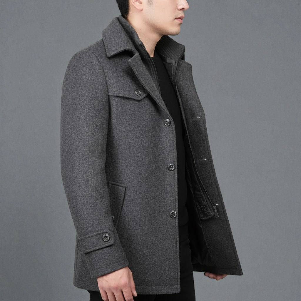 Jaron – Men's Wool Coat Elegant Winter Coat - Coats - Grey - Jones & Smith