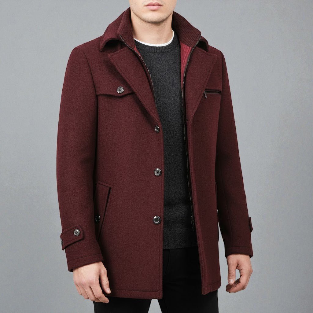 Jaron – Men's Wool Coat Elegant Winter Coat - Coats - Red - Jones & Smith