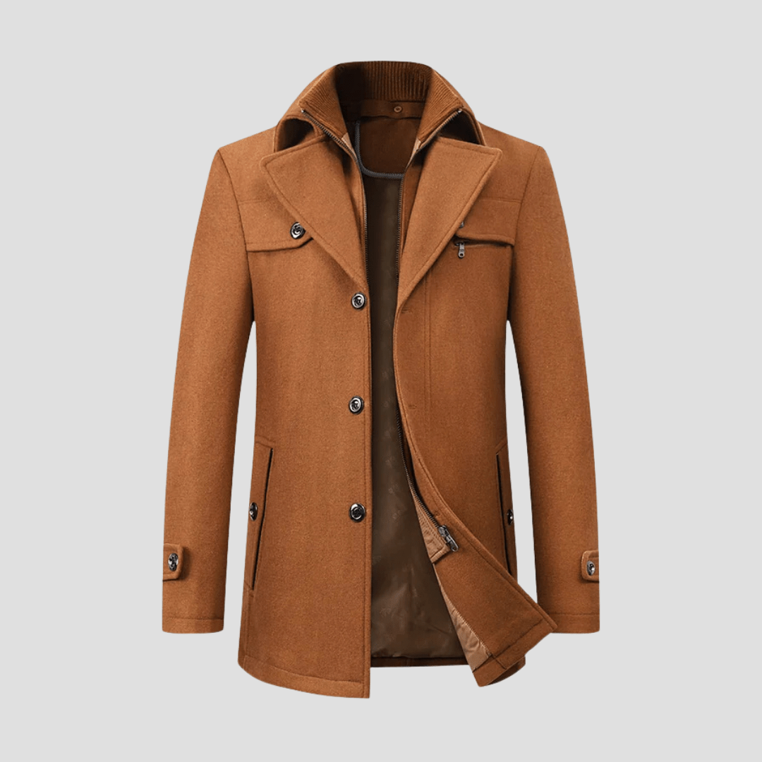 Jaron – Men's Wool Coat Elegant Winter Coat - Coats - Brown - Jones & Smith